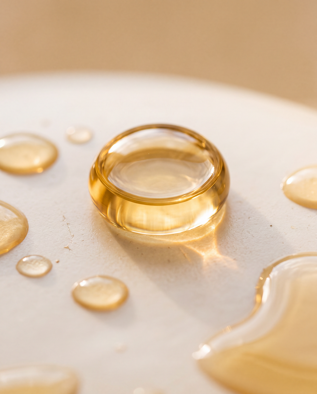 Textura del aceite dorado de romero en gotas