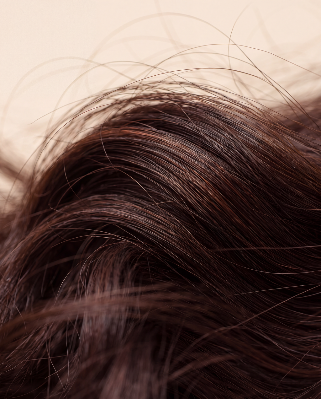 Cabello moreno con cuerpo y volumen tras el champú VOLUMINIX