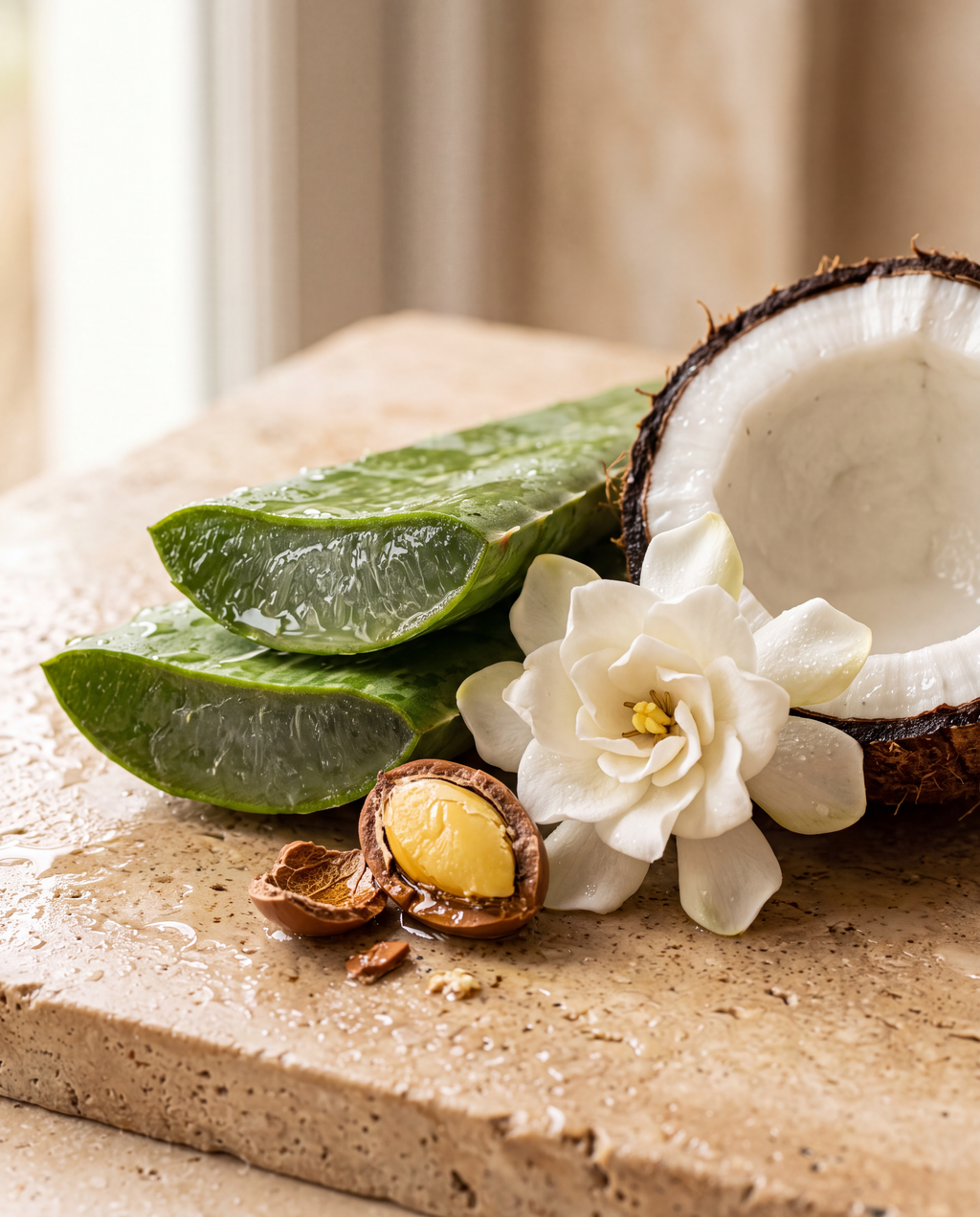 Aloe, argán, coco y gardenia: el aroma del Ritual de Hidratación Intensa